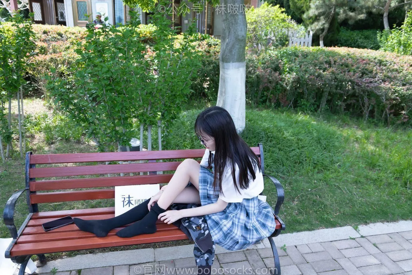 [BoBoSocks袜啵啵]NO.007 稚予-JK制服、皮鞋、黑色中筒棉袜、肉丝 [143P]插图8